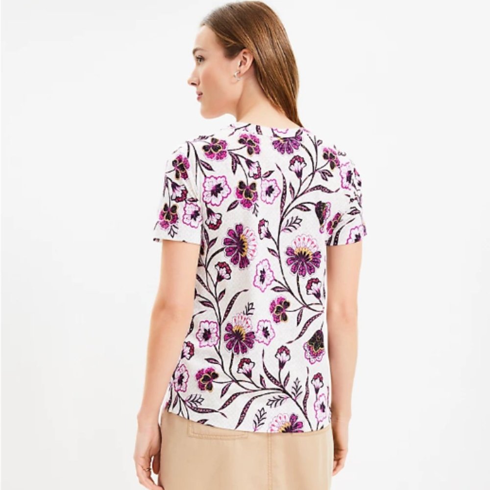 LOFT Botanical Everyday Crew Tee, Size XL, NWT - Picture 3 of 12